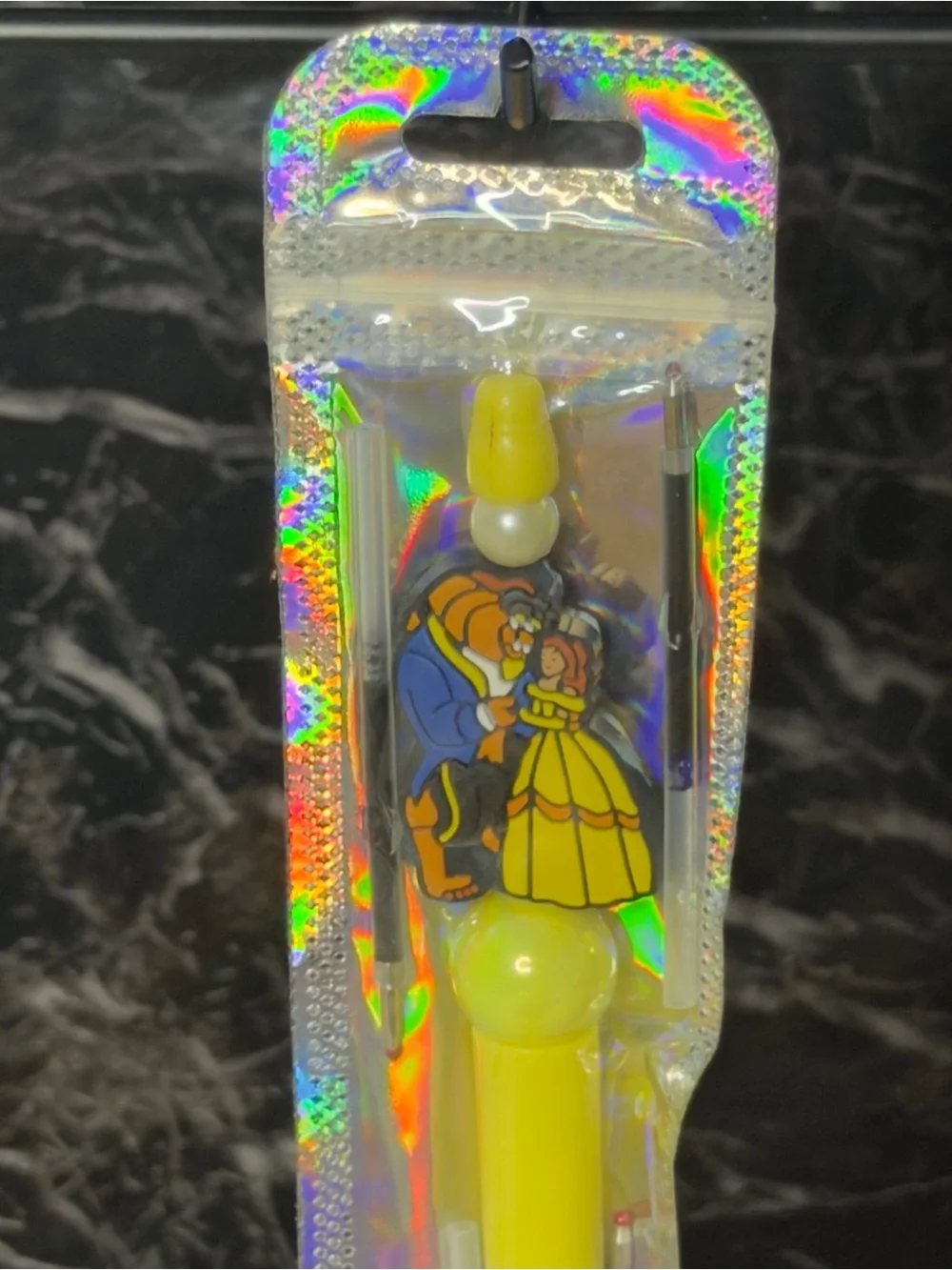 Beauty & the Beast Focal Bead Pen Black & Blue Ink